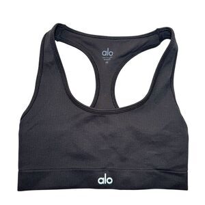 Alo Sports Bra Womens XS Black Racerback Mindful Movement Yoga Activewear Gym